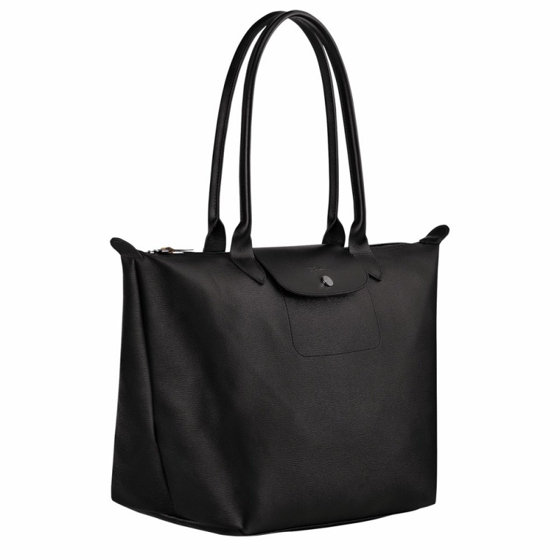 Black Longchamp Le Pliage City L Women's Shoulder Bags